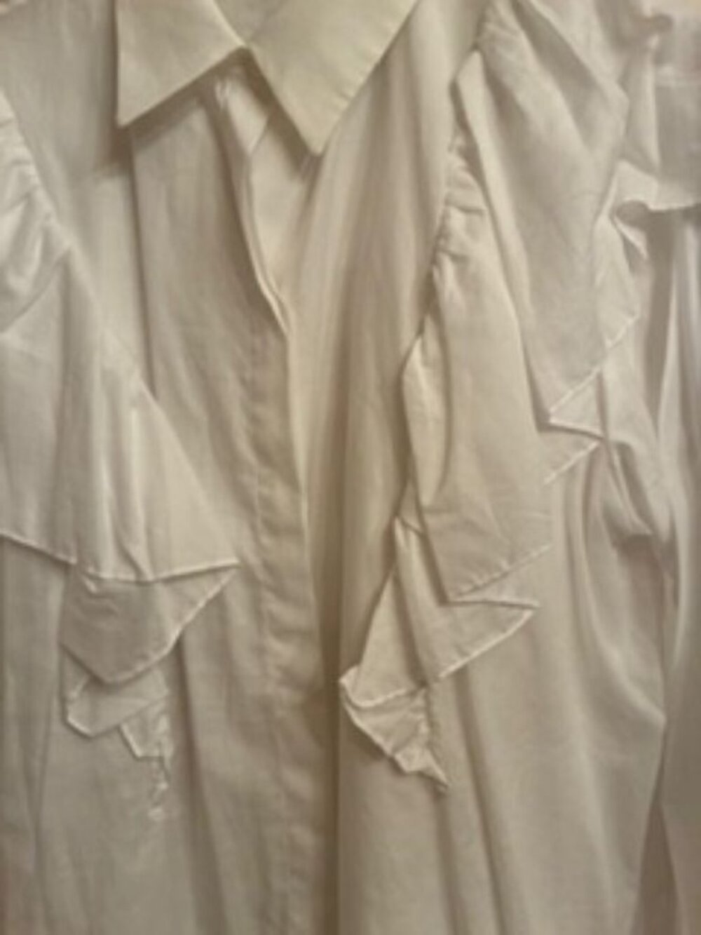 ALL COTTON RUFFLE WHITE SHIRT - Picture 2 of 4